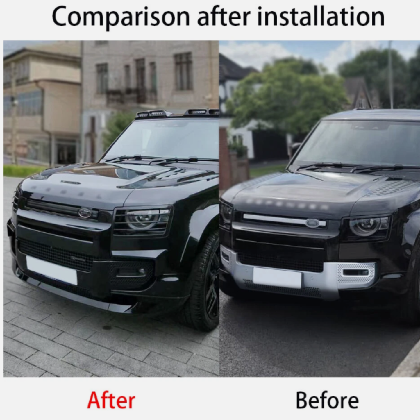 Gloss Black Front Fog Light Lamp Eyebrow Trim - Defender