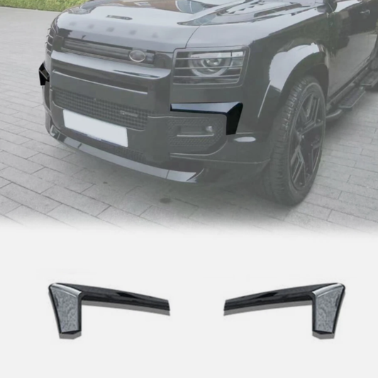 Gloss Black Front Fog Light Lamp Eyebrow Trim - Defender