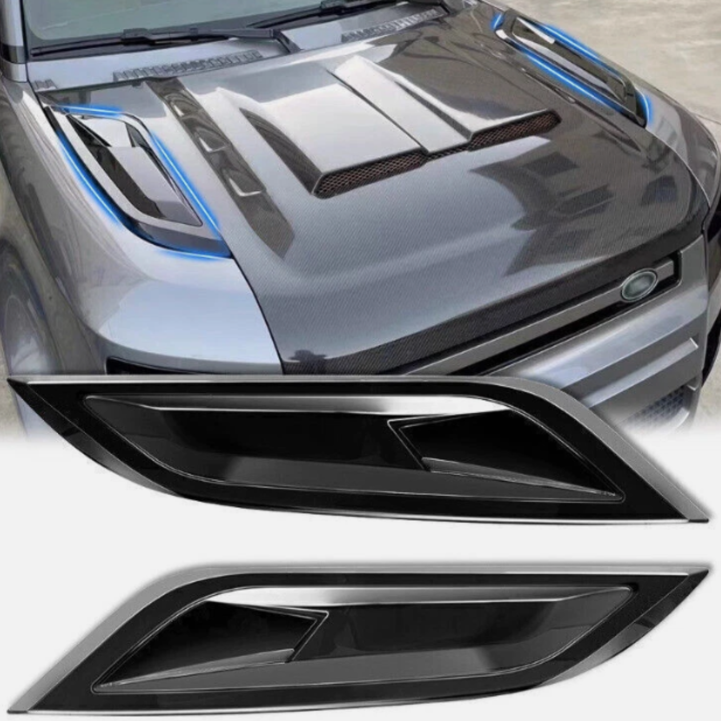 Side Vent Bonnet Air Vent KIT GLOSS BLCK - Defender
